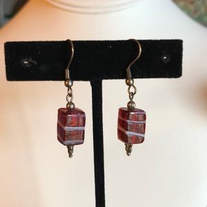 Red and White Glass Earrings